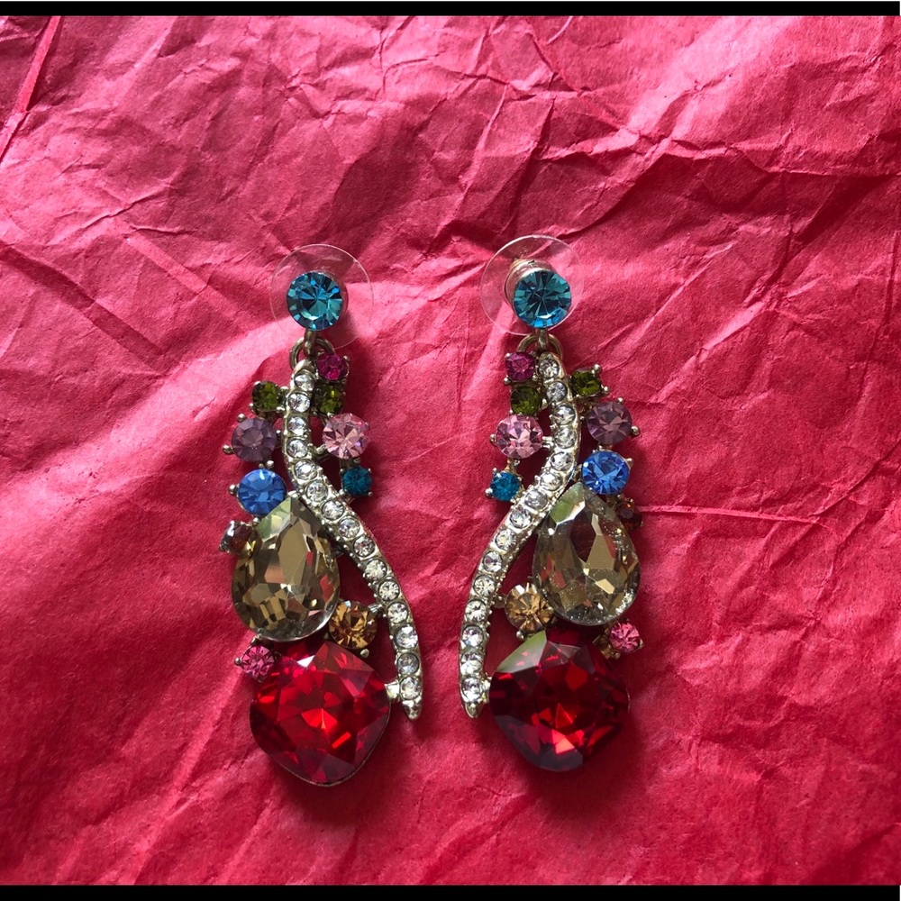 Multi Colored Dangle Rhinestone Crystals Earrings - image 3